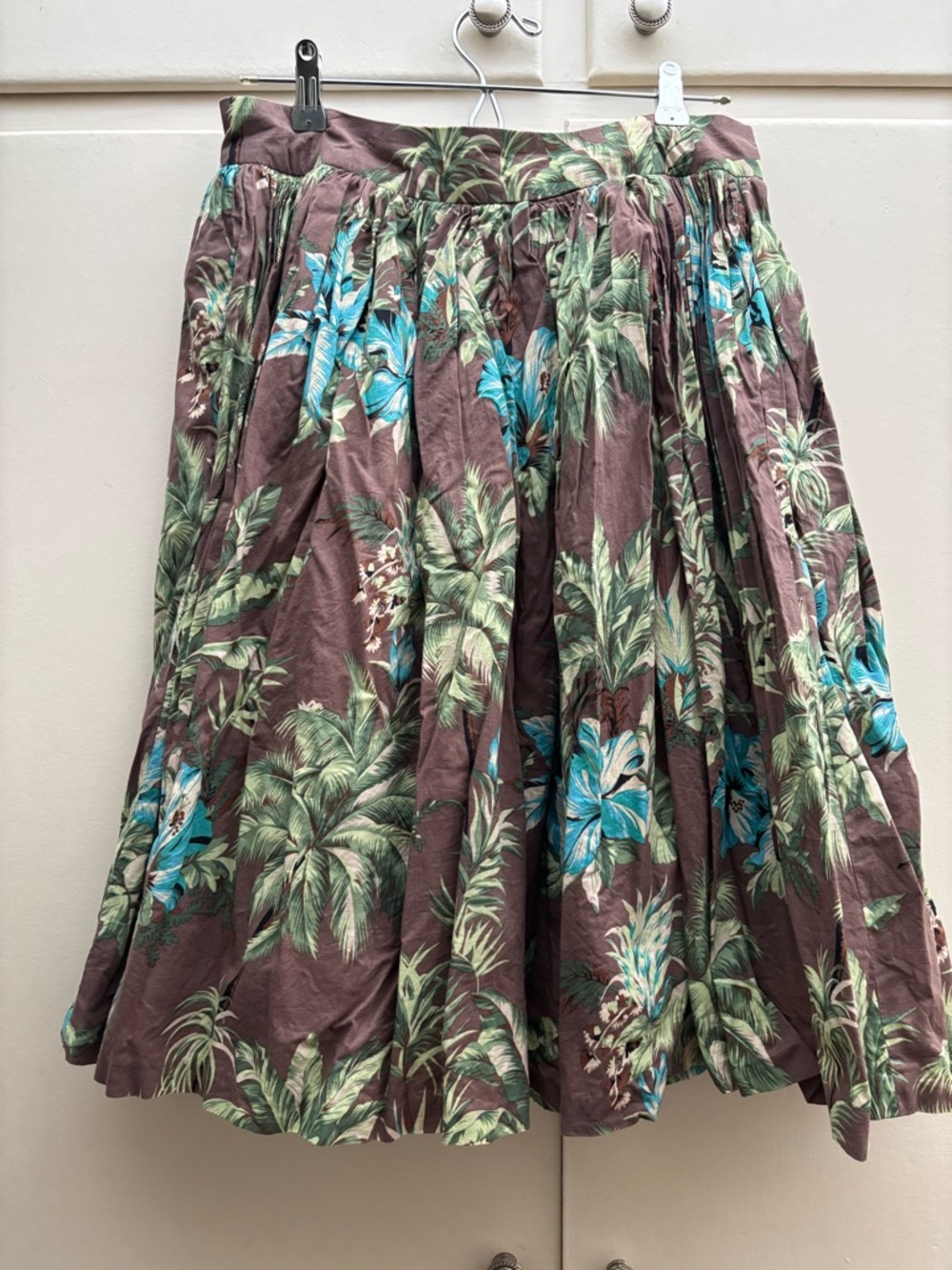 Hearts and Found:Brown Tropical Print Gathered Lola Skirt - Women